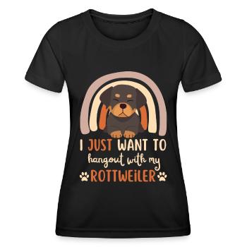 Süßer Rottweiler Liebhaber Kawaii - Frauen Funktions-T-Shirt - Schwarz - Vorne - AI Model Female 172 light (172cm)