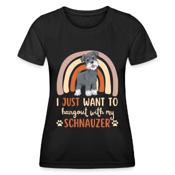 Süßer Schnauzer Hund Liebhaber Kawaii - Frauen Funktions-T-Shirt - Schwarz - Vorne - AI Model Female 172 light (172cm)