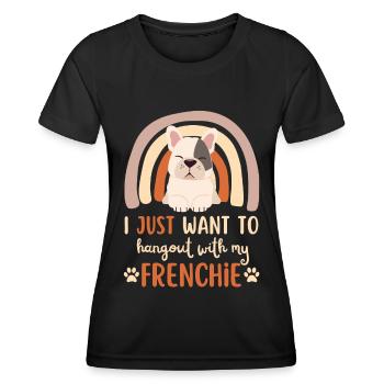 Süße Französische Bulldogge Liebhaber Kawaii - Frauen Funktions-T-Shirt - Schwarz - Vorne - AI Model Female 172 light (172cm)