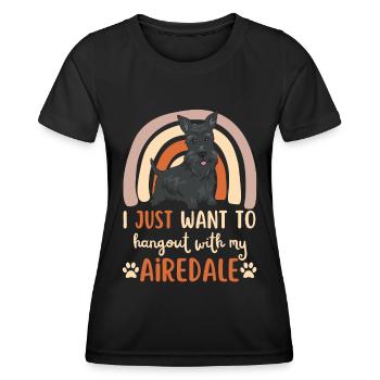 Süßer Airedale Terrier Liebhaber Kawaii - Frauen Funktions-T-Shirt - Schwarz - Vorne - AI Model Female 172 light (172cm)