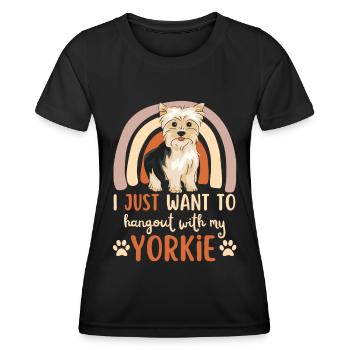 Süßer Yorkshire Terrier Liebhaber Kawaii - Frauen Funktions-T-Shirt - Schwarz - Vorne - AI Model Female 172 light (172cm)