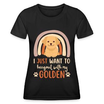 Sweet Golden Retriever Lover Kawaii - Women's Functional T-Shirt - black - Front - AI Model Female 172 light (172cm)