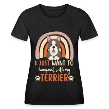Cute Boston Terrier Lover Kawaii - Women's Functional T-Shirt - black - Front - AI Model Female 172 light (172cm)