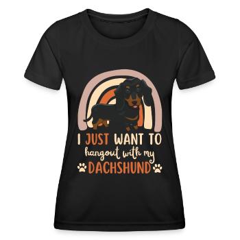 Süßer Dackel Liebhaber Kawaii - Frauen Funktions-T-Shirt - Schwarz - Vorne - AI Model Female 172 light (172cm)