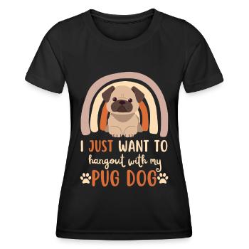 Süßer Mops Liebhaber Kawaii - Frauen Funktions-T-Shirt - Schwarz - Vorne - AI Model Female 172 light (172cm)