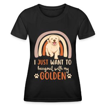 Sweet Golden Retriever Lover Kawaii - Women's Functional T-Shirt - black - Front - AI Model Female 172 light (172cm)