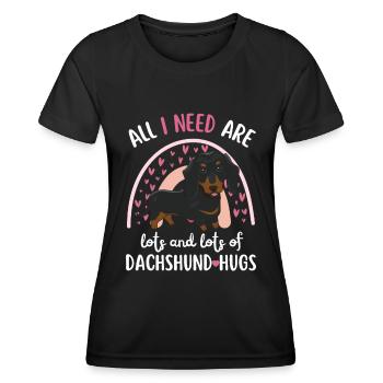 Süßer Dackel Liebhaber Kawaii - Frauen Funktions-T-Shirt - Schwarz - Vorne - AI Model Female 172 light (172cm)