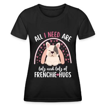 Süße Französische Bulldogge Liebhaber Kawaii - Frauen Funktions-T-Shirt - Schwarz - Vorne - AI Model Female 172 light (172cm)
