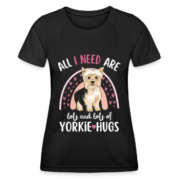 Süßer Yorkshire Terrier Liebhaber Kawaii - Frauen Funktions-T-Shirt - Schwarz - Vorne - AI Model Female 172 light (172cm)
