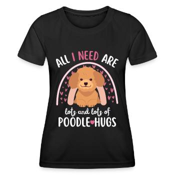 Doux caniche amoureux Kawaii - T-shirt sport Femme - noir - Devant - AI Model Female 172 light (172cm)