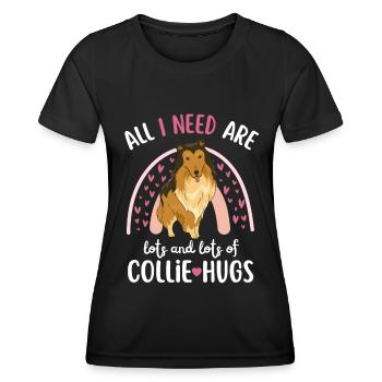 Sweet Collie Lover Kawaii - T-shirt sport Femme - noir - Devant - AI Model Female 172 light (172cm)