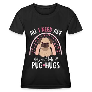 Süßer Mops Liebhaber Kawaii - Frauen Funktions-T-Shirt - Schwarz - Vorne - AI Model Female 172 light (172cm)
