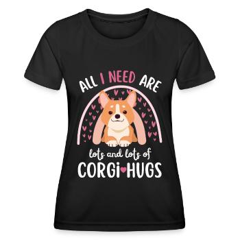 Doux gallois Corgi Lover Kawaii - T-shirt sport Femme - noir - Devant - AI Model Female 172 light (172cm)