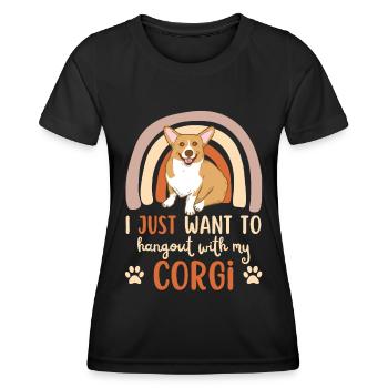 Doux gallois Corgi Lover Kawaii - T-shirt sport Femme - noir - Devant - AI Model Female 172 light (172cm)