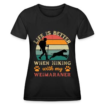 Wandern und Trekking mit Weimaraner Vintage Retro - Frauen Funktions-T-Shirt - Schwarz - Vorne - AI Model Female 172 light (172cm)