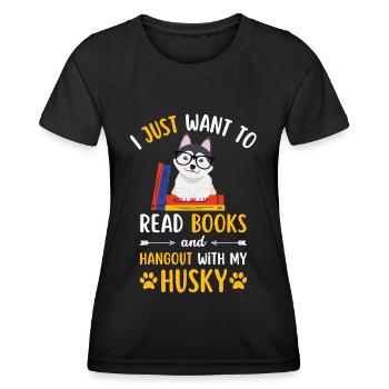 Sweet Husky Book Books kawaii - Women's Functional T-Shirt - black - Front - AI Model Female 172 light (172cm)