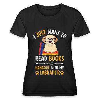 Sweet Labrador Book Livres kawaii - T-shirt sport Femme - noir - Devant - AI Model Female 172 light (172cm)