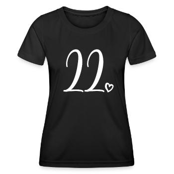 Cute Number 22, 22 Years Old, 22nd Birthday Gift - Women's Functional T-Shirt - black - Front - AI Model Female 172 light (172cm)