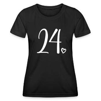 Cute Number 24, 24 Years Old, 24th Birthday Gift - Women's Functional T-Shirt - black - Front - AI Model Female 172 light (172cm)