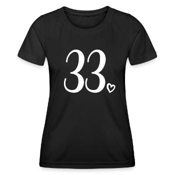 Cute Number 33, 33 Years Old, 33rd Birthday Gift - Women's Functional T-Shirt - black - Front - AI Model Female 172 light (172cm)