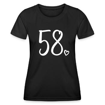 Süße Nummer 58, 58 Jahre alt, Geschenk zum 58. Geburtstag - Frauen Funktions-T-Shirt - Schwarz - Vorne - AI Model Female 172 light (172cm)