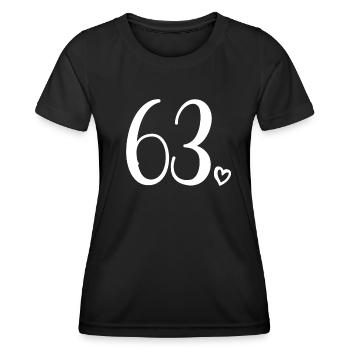 Süße Nummer 63, 63 Jahre alt, 63. Geburtstag Geschenk - Frauen Funktions-T-Shirt - Schwarz - Vorne - AI Model Female 172 light (172cm)