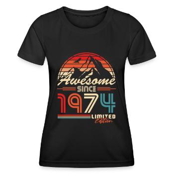 Jahrgang 1974 Berge Vintage Retro Geburtstag - Frauen Funktions-T-Shirt - Schwarz - Vorne - AI Model Female 172 light (172cm)