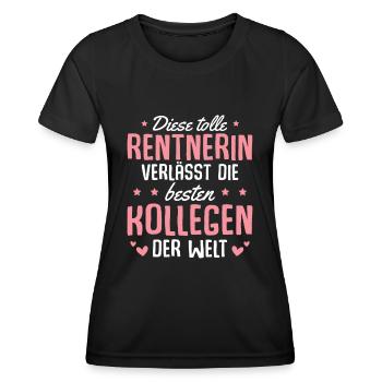 Ruhestand Arbeitskollegin in Rente Rentnerin - Frauen Funktions-T-Shirt - Schwarz - Vorne - AI Model Female 172 light (172cm)