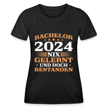 Bachelor 2024 Abschluss Bestandene Bachelorprüfung - Frauen Funktions-T-Shirt - Schwarz - Vorne - AI Model Female 172 light (172cm)