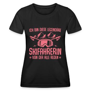 Skifahren Wintersportlerin Legendäre Skifahrerin - Frauen Funktions-T-Shirt - Schwarz - Vorne - AI Model Female 172 light (172cm)