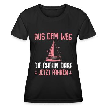 Bootsführerschein bestanden Segelschein Kapitänin - Frauen Funktions-T-Shirt - Schwarz - Vorne - AI Model Female 172 light (172cm)