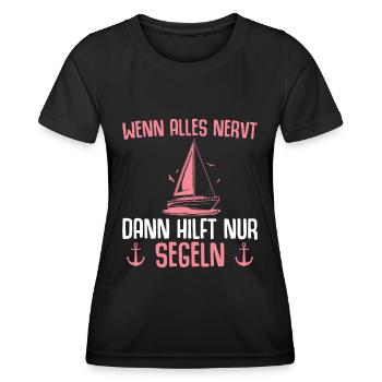 Segelschein bestanden Kapitänin Geschenk - Frauen Funktions-T-Shirt - Schwarz - Vorne - AI Model Female 172 light (172cm)