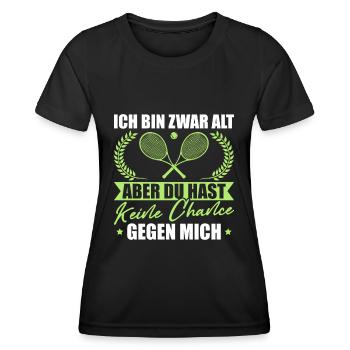 Tennis Papa Ich bin zwar alt Tennisspieler - Frauen Funktions-T-Shirt - Schwarz - Vorne - AI Model Female 172 light (172cm)