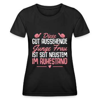 Rentnerin Junge Frau im Ruhestand - Frauen Funktions-T-Shirt - Schwarz - Vorne - AI Model Female 172 light (172cm)