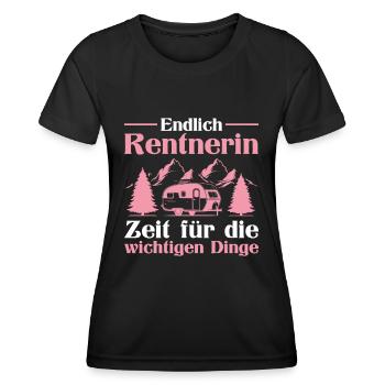 Rentnerin Camping Ruhestand - Frauen Funktions-T-Shirt - Schwarz - Vorne - AI Model Female 172 light (172cm)