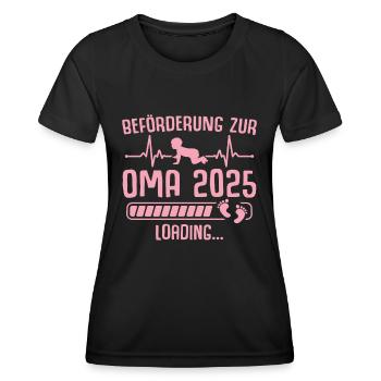 Werdende Oma 2025 lädt - Frauen Funktions-T-Shirt - Schwarz - Vorne - AI Model Female 172 light (172cm)