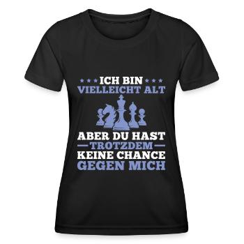 Schach Ich bin vielleicht alt Schachspieler - Frauen Funktions-T-Shirt - Schwarz - Vorne - AI Model Female 172 light (172cm)