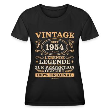 1954 Vintage Geburtstag Jahrgang 1954 geboren - Frauen Funktions-T-Shirt - Schwarz - Vorne - AI Model Female 172 light (172cm)