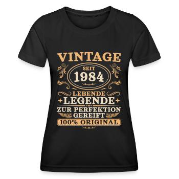 1984 Vintage Geburtstag Jahrgang 1984 geboren - Frauen Funktions-T-Shirt - Schwarz - Vorne - AI Model Female 172 light (172cm)