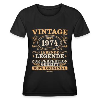 1974 Vintage Geburtstag Jahrgang 1974 geboren - Frauen Funktions-T-Shirt - Schwarz - Vorne - AI Model Female 172 light (172cm)