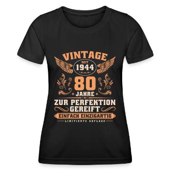 Vintage seit 1944 Jahrgang 80 Geburtstag - Frauen Funktions-T-Shirt - Schwarz - Vorne - AI Model Female 172 light (172cm)