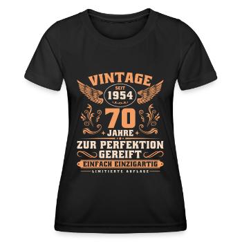 Vintage seit 1954 Jahrgang 70 Geburtstag - Frauen Funktions-T-Shirt - Schwarz - Vorne - AI Model Female 172 light (172cm)