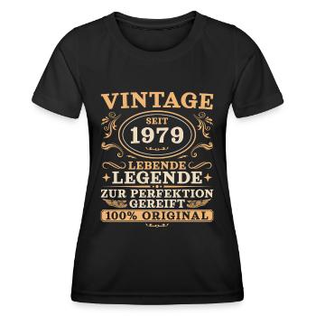 1979 Vintage Geburtstag Jahrgang 1979 geboren - Frauen Funktions-T-Shirt - Schwarz - Vorne - AI Model Female 172 light (172cm)