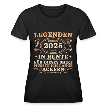 Ruhestand 2025 Lange Ackern Legende in Rente - Frauen Funktions-T-Shirt - Schwarz - Vorne - AI Model Female 172 light (172cm)