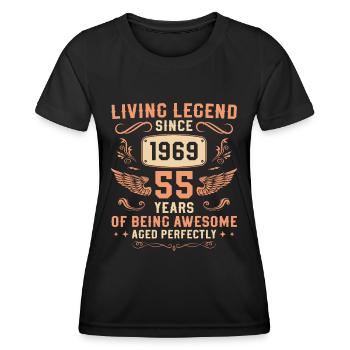 55 Geburtstag Legende seit 1969 Jahrgang - Frauen Funktions-T-Shirt - Schwarz - Vorne - AI Model Female 172 light (172cm)