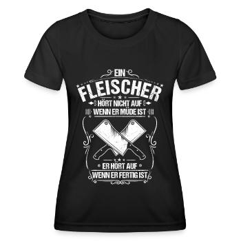 Metzger Metzgerei Fleischer Fleischerei Geschenk - Frauen Funktions-T-Shirt - Schwarz - Vorne - AI Model Female 172 light (172cm)