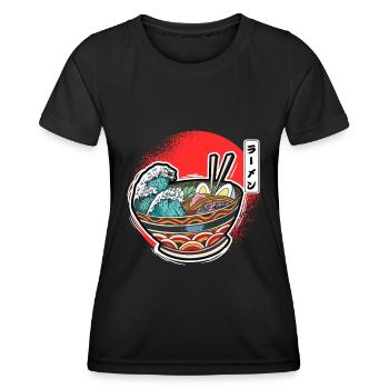 Ramen Bowl Wave Japanische Nudelsuppe - Frauen Funktions-T-Shirt - Schwarz - Vorne - AI Model Female 172 light (172cm)