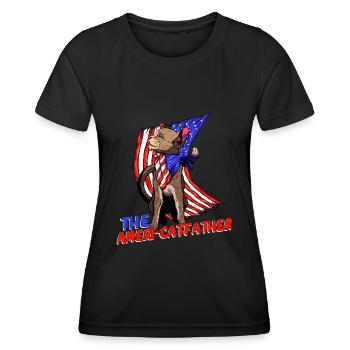 Ameri-catfather July 4 Independence Day - Women's Functional T-Shirt - black - Front - AI Model Female 172 light (172cm)