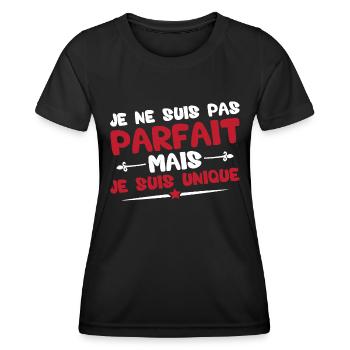 Je ne suis pas parfait mais je suis unique - T-shirt sport Femme - noir - Devant - AI Model Female 172 light (172cm)