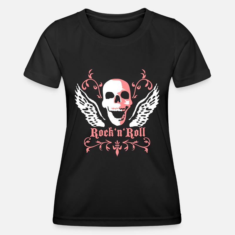 rock_n_roll_skull_2c - Women's Functional T-Shirt - black